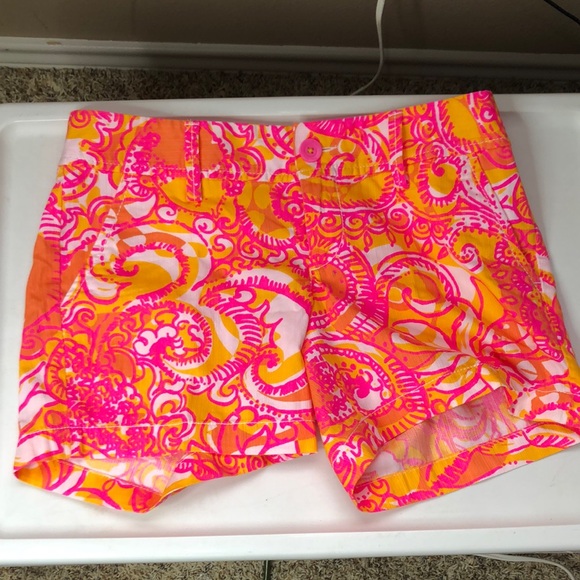 Lilly Pulitzer Pants - Lilly Pulitzer High Waist Pink and Orange Paisley Shorts